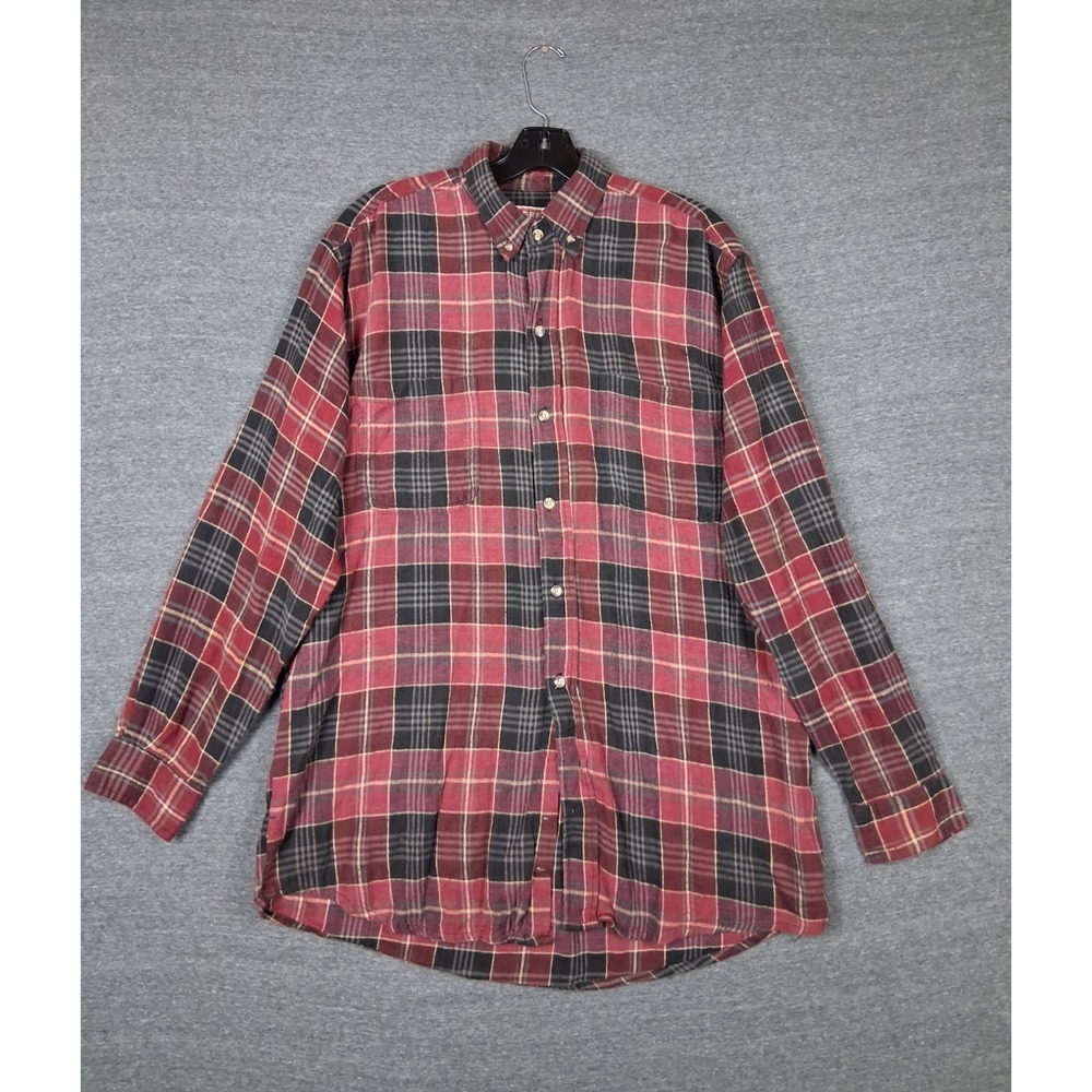 Mcgregor Mens Shirt Tall Large Red Plaid Flannel Button Down Lightweight Gorp
